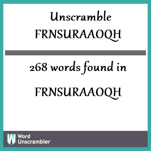 268 words unscrambled from frnsuraaoqh