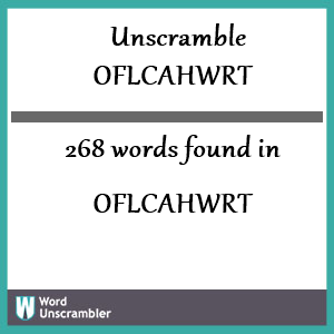 268 words unscrambled from oflcahwrt