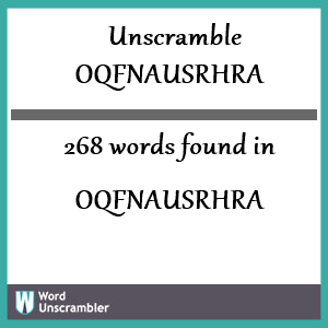 268 words unscrambled from oqfnausrhra