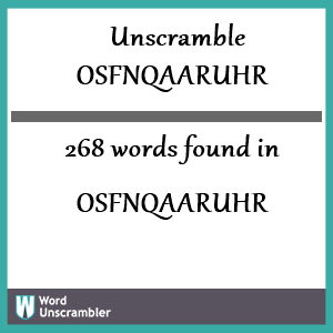 268 words unscrambled from osfnqaaruhr