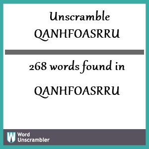 268 words unscrambled from qanhfoasrru