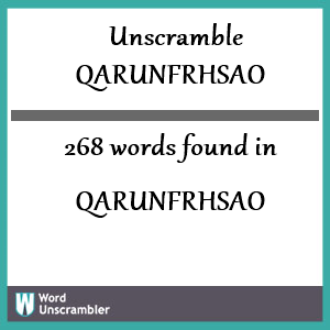 268 words unscrambled from qarunfrhsao
