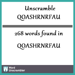268 words unscrambled from qoashrnrfau