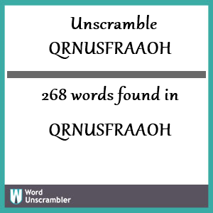 268 words unscrambled from qrnusfraaoh