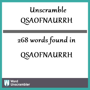 268 words unscrambled from qsaofnaurrh