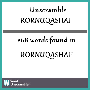 268 words unscrambled from rornuqashaf
