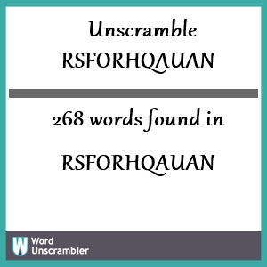 268 words unscrambled from rsforhqauan