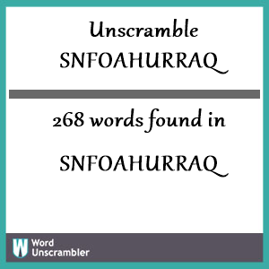 268 words unscrambled from snfoahurraq
