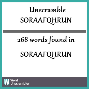 268 words unscrambled from soraafqhrun