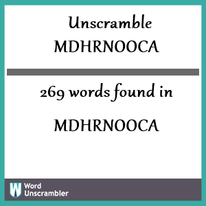 269 words unscrambled from mdhrnooca