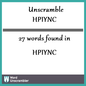 27 words unscrambled from hpiync