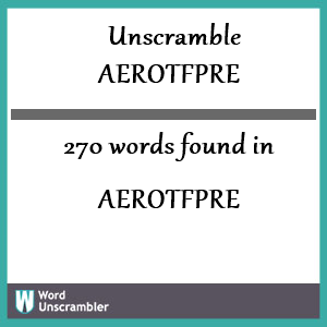 270 words unscrambled from aerotfpre
