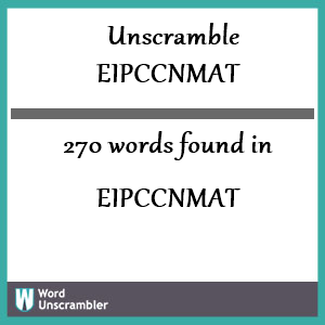 270 words unscrambled from eipccnmat