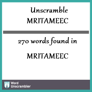 270 words unscrambled from mritameec