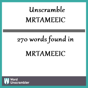 270 words unscrambled from mrtameeic