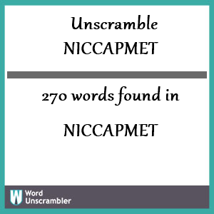 270 words unscrambled from niccapmet
