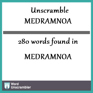 280 words unscrambled from medramnoa