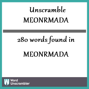280 words unscrambled from meonrmada