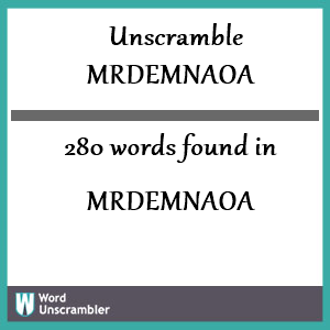 280 words unscrambled from mrdemnaoa