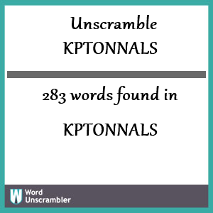 283 words unscrambled from kptonnals