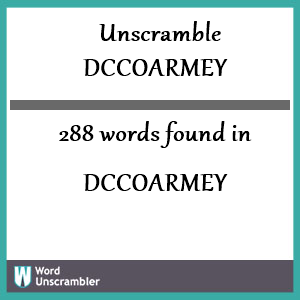 288 words unscrambled from dccoarmey