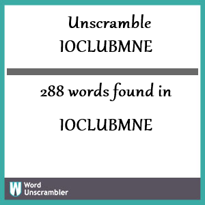 288 words unscrambled from ioclubmne