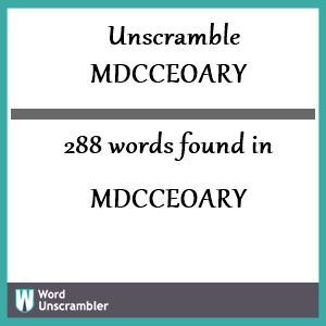 288 words unscrambled from mdcceoary