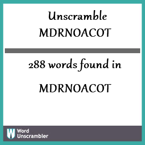 288 words unscrambled from mdrnoacot