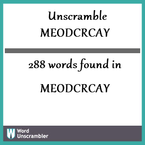 288 words unscrambled from meodcrcay