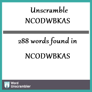 288 words unscrambled from ncodwbkas