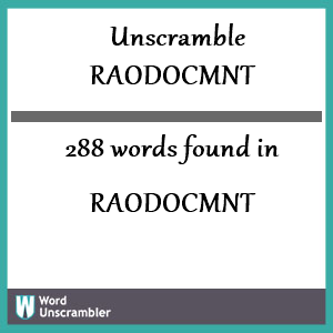 288 words unscrambled from raodocmnt