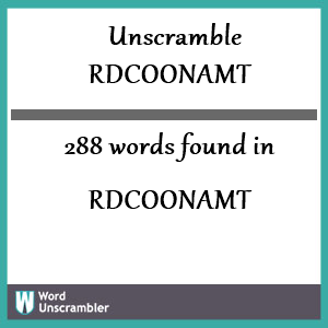 288 words unscrambled from rdcoonamt