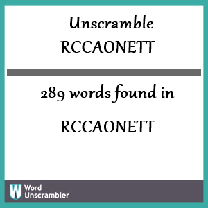 289 words unscrambled from rccaonett