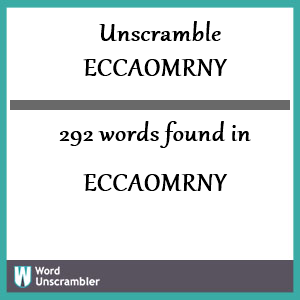 292 words unscrambled from eccaomrny