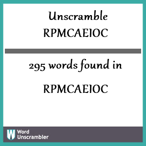 295 words unscrambled from rpmcaeioc