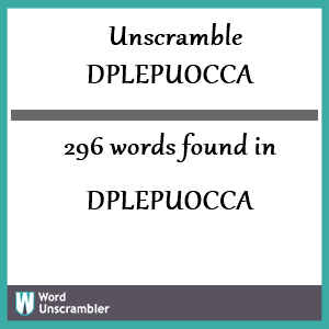 296 words unscrambled from dplepuocca