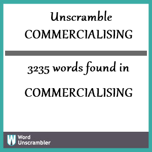 3235 words unscrambled from commercialising