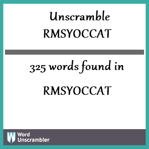 325 words unscrambled from rmsyoccat