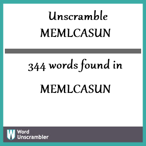 344 words unscrambled from memlcasun