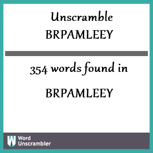 354 words unscrambled from brpamleey