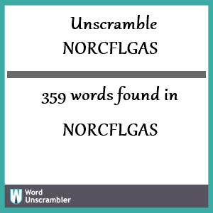 359 words unscrambled from norcflgas