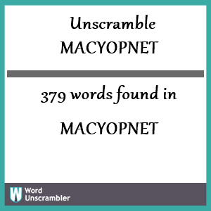 379 words unscrambled from macyopnet