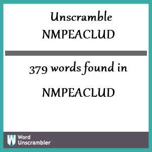 379 words unscrambled from nmpeaclud
