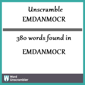 380 words unscrambled from emdanmocr