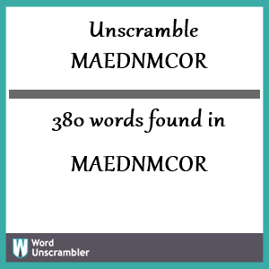 380 words unscrambled from maednmcor