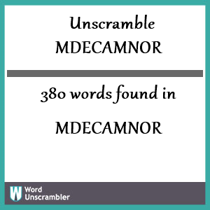 380 words unscrambled from mdecamnor