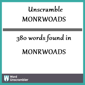380 words unscrambled from monrwoads