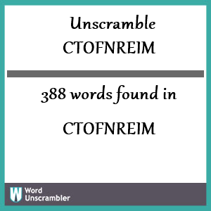 388 words unscrambled from ctofnreim