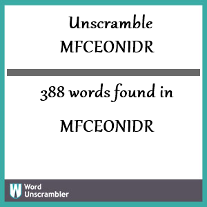 388 words unscrambled from mfceonidr