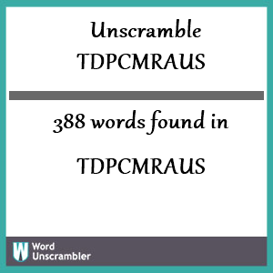 388 words unscrambled from tdpcmraus